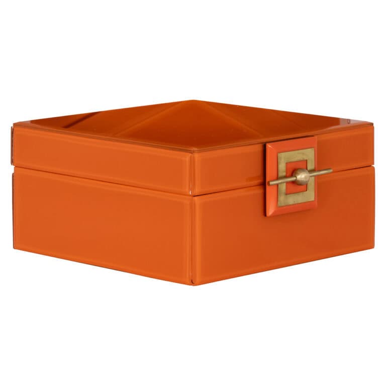 Grote oranje opbergdoos Bodine met metalen sluiting.
