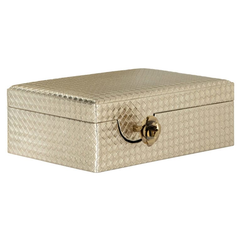Gouden opbergdoos Trace met decoratief slot voor elegant opbergen.