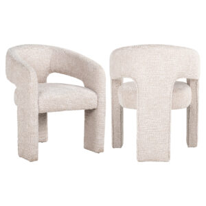 Belle dining chair in cream with comfortable armrests.