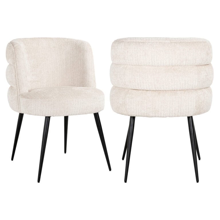Stella Niagara beige dining chair with black legs.