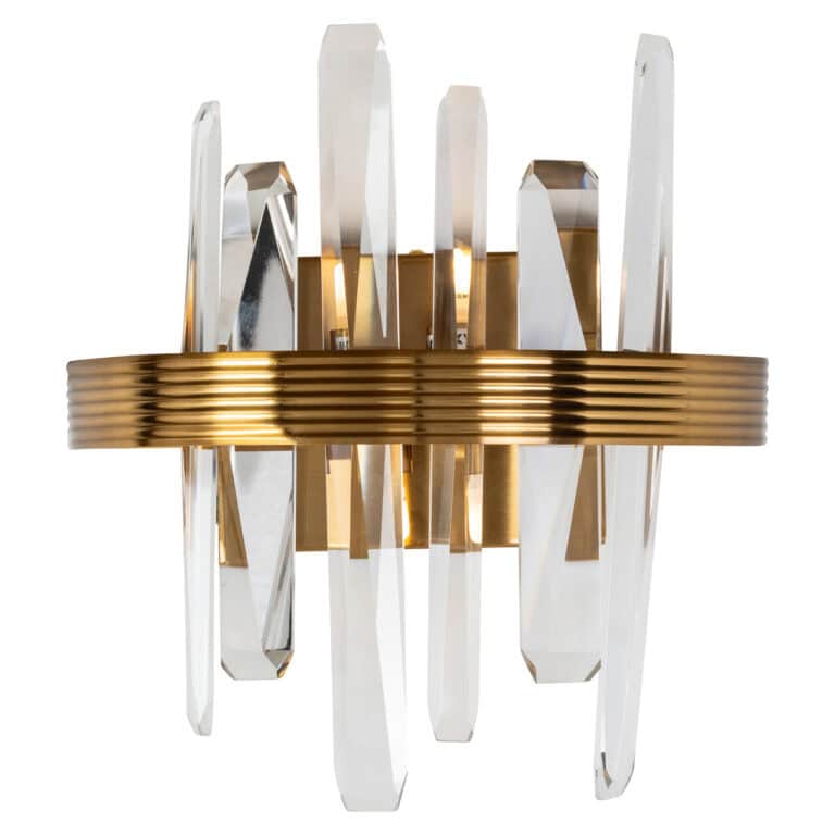 Élégante applique murale Brigh gold avec des détails en cristal, pour un intérieur luxueux.