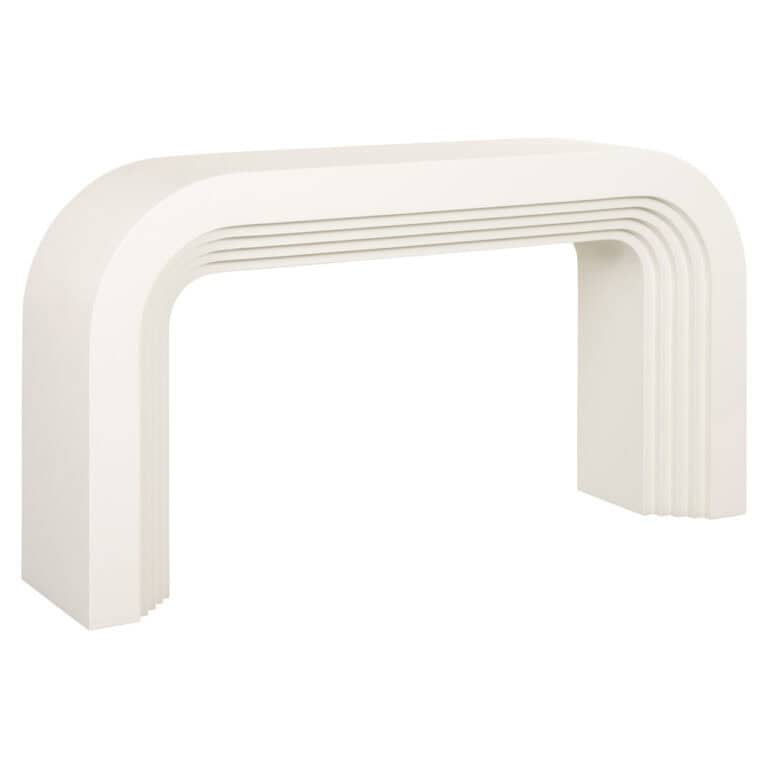 Console « Rainbow » blanche dans un intérieur moderne, au design minimaliste.
