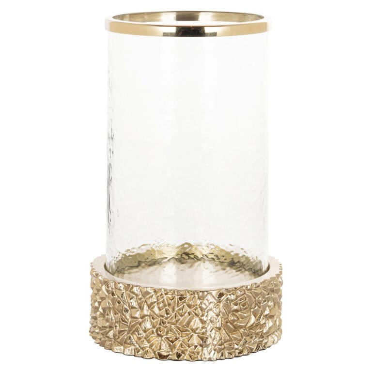 Elegant windlicht Jailey met gouden details voor interieurdecoratie.