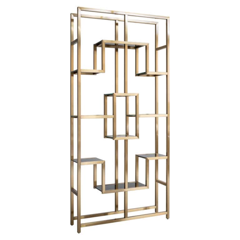 Moderne gouden wandkast met geometrisch ontwerp voor interieur.