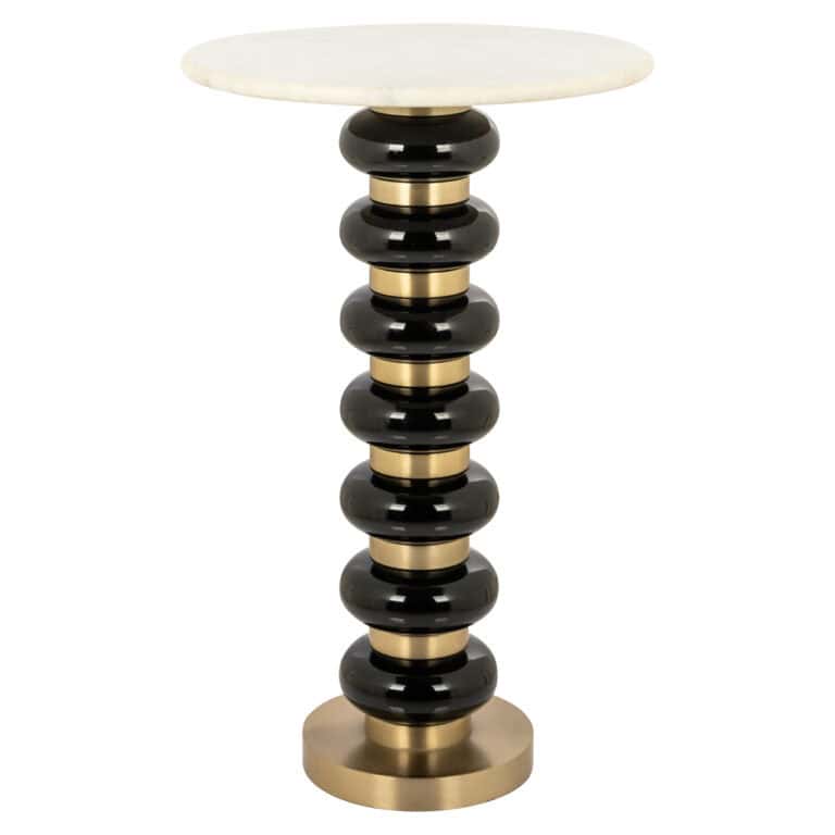 Table d'appoint moderne Barbara, finition noire et « gold ».