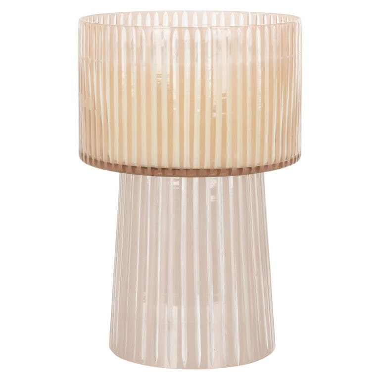 Lampe design moderne avec des nervures verticales de couleur ivoire.
