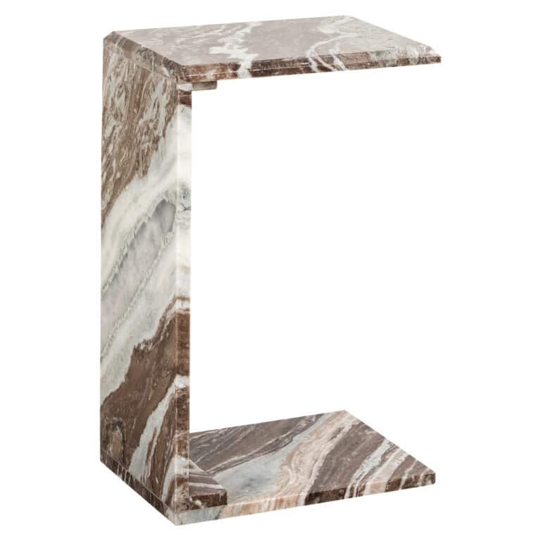 Table d'appoint Tovek en marbre beige « blush », au style moderne.