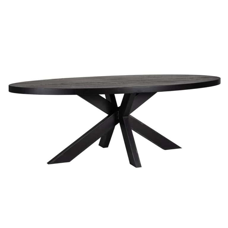 Table à dîner Watson  moderne, de couleur noire, dotée d'un châssis unique.