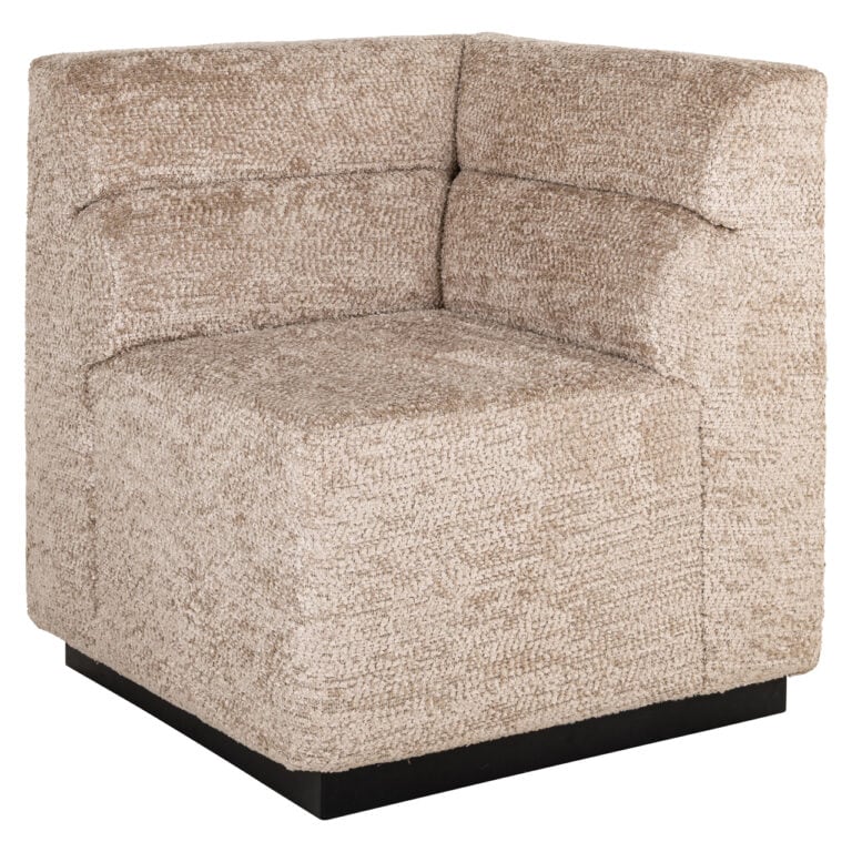 Delia Canapé d'angle en tissu beige, confortable et réalisé sur mesure.