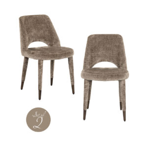 Set of 2 dining chairs, " Cecilia  "Niagara Stone, with " fire retardant " fabric.