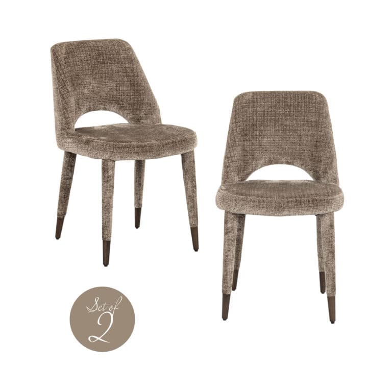 set de 2 chaises de salle à manger « Cecilia  »Niagara Stone, recouvertes d'un tissu « fire retardant ».