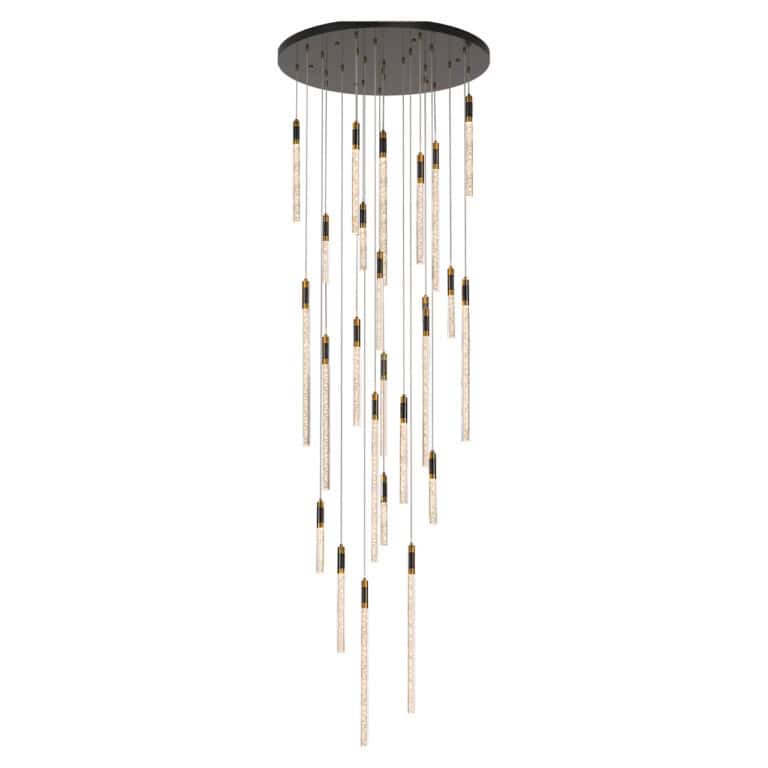 Moderne hanglamp Crosley in zwart en goud, perfect voor stijlvolle interieurverlichting.