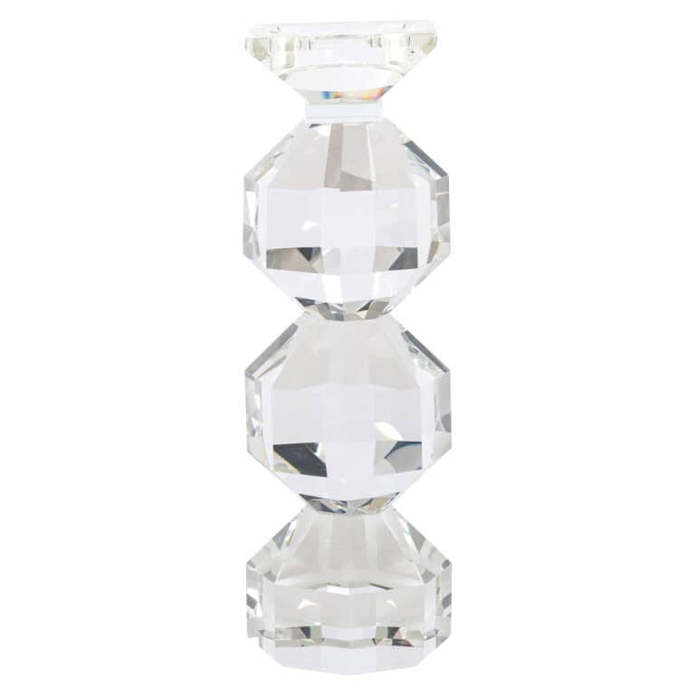 Transparante kleine Safia kandelaar van kristal, elegant design.