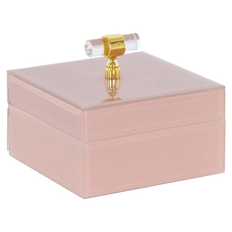 Beige opbergdoos Rana met goudkleurige knop voor stijlvolle opbergruimte.