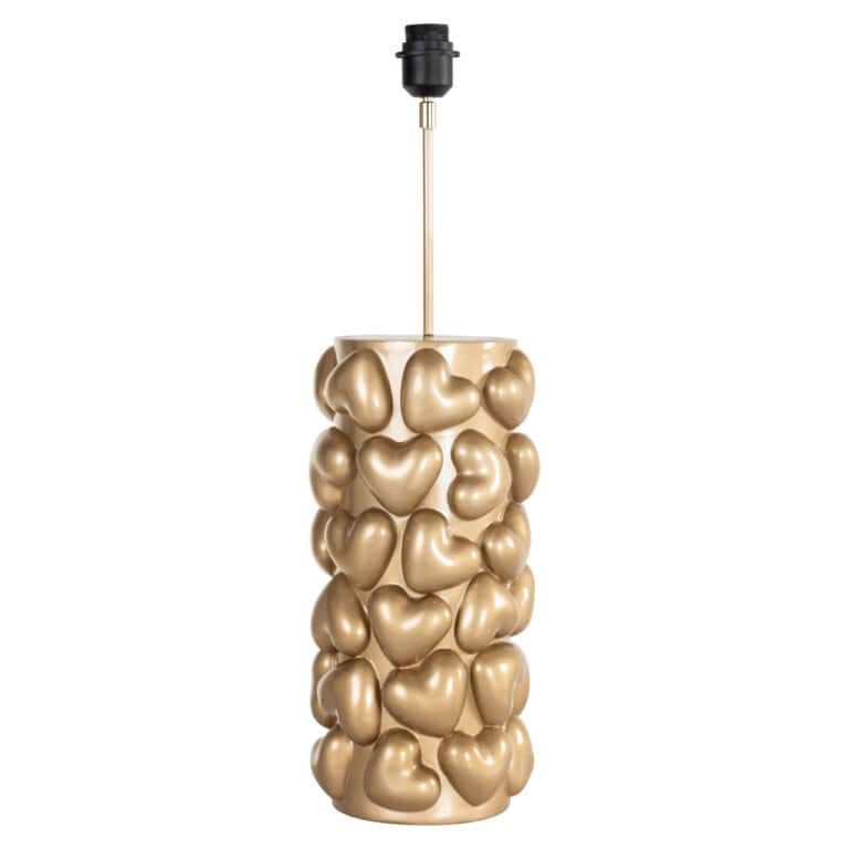 Gouden tafellamp met hartvormige details voor moderne interieurs.