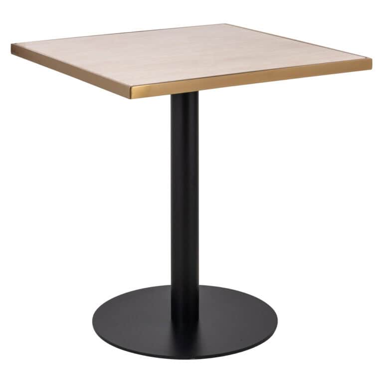 Moderne bistrotafel Brazza beige 70x70 met zwarte voet.