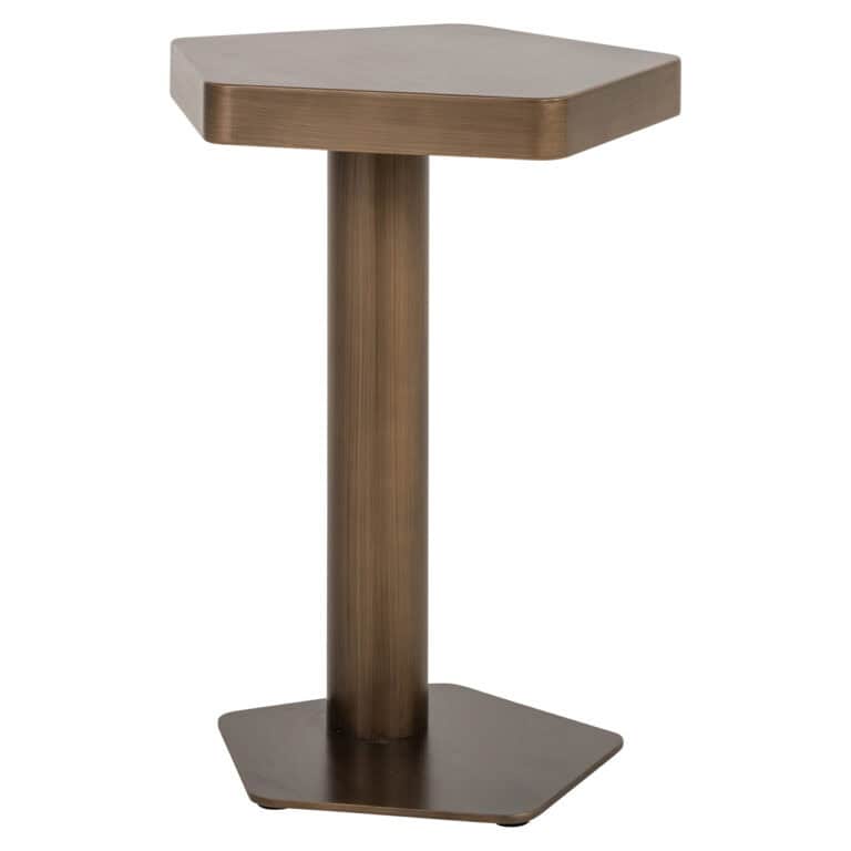 Table d'appoint moderne en brushed gold  au design géométrique.