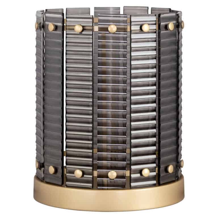 Petite lampe « smoke » Lampe ouragan , dotée de boutons ronds en bois, pour un éclairage d'ambiance.
