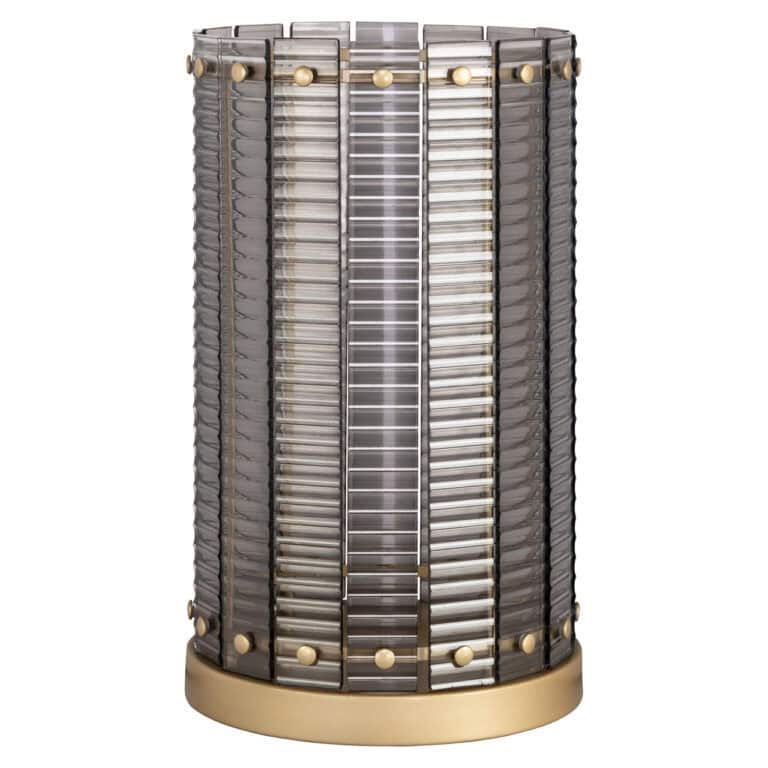 Grand Lampe ouragan Daylin Smoke avec monture métallique et verre.