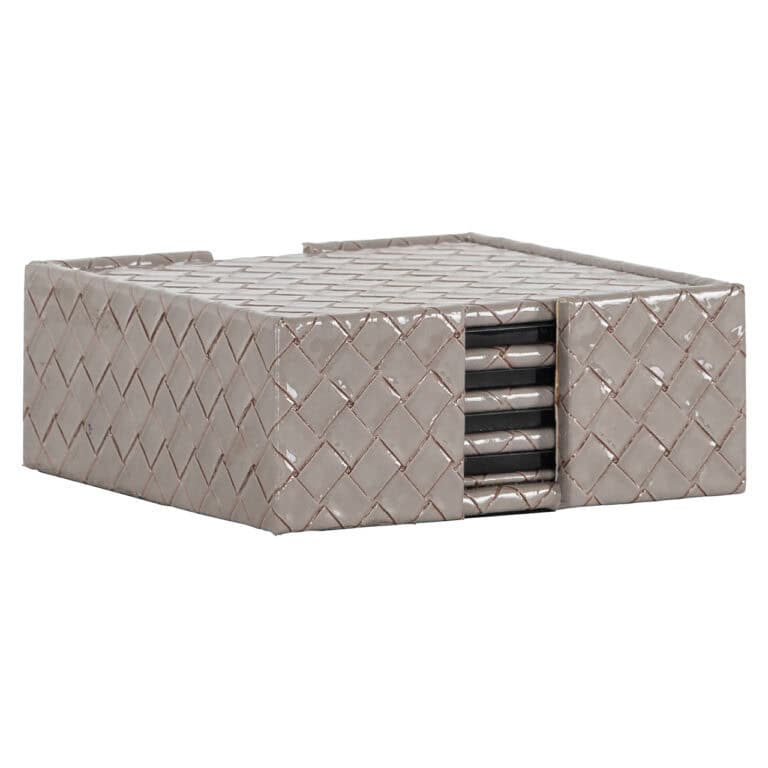 Elegant wijnkoeler met quilted bekleding en roestvrijstalen vakken.