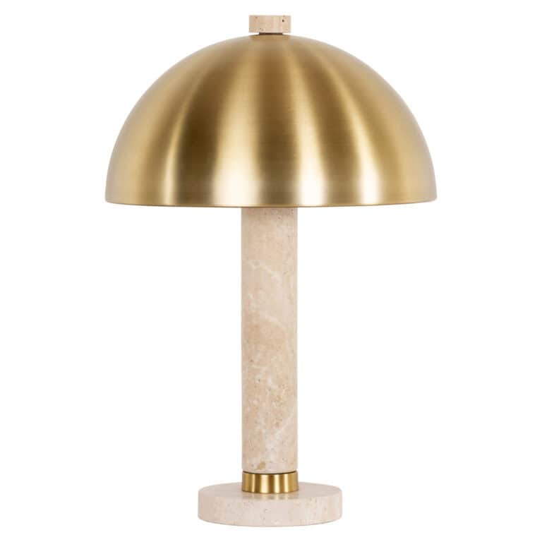 Lampe de table moderne Jara avec une finition « brushed  »gold et un socle en marbre.