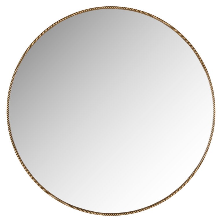 Miroir e ronde dorée de 90 cm de diamètre pour la décoration d'intérieur.