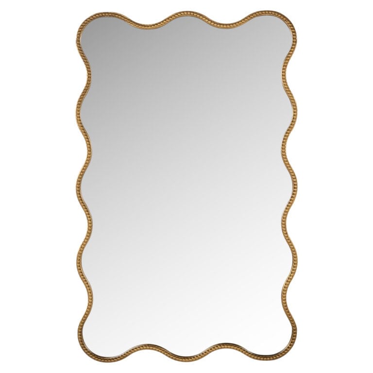 Miroir e décoratif avec cadre doré, pour une décoration d'intérieur élégante.