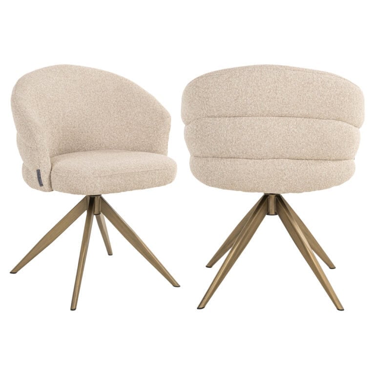 Chaise de salle à manger moderne Zendaya Biscotti, avec fonction pivotante et rembourrage moelleux.