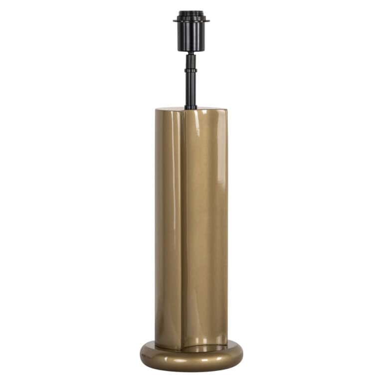 Lampe de table moderne « Jessly » de couleur dorée avec une douille noire, pour un éclairage élégant.