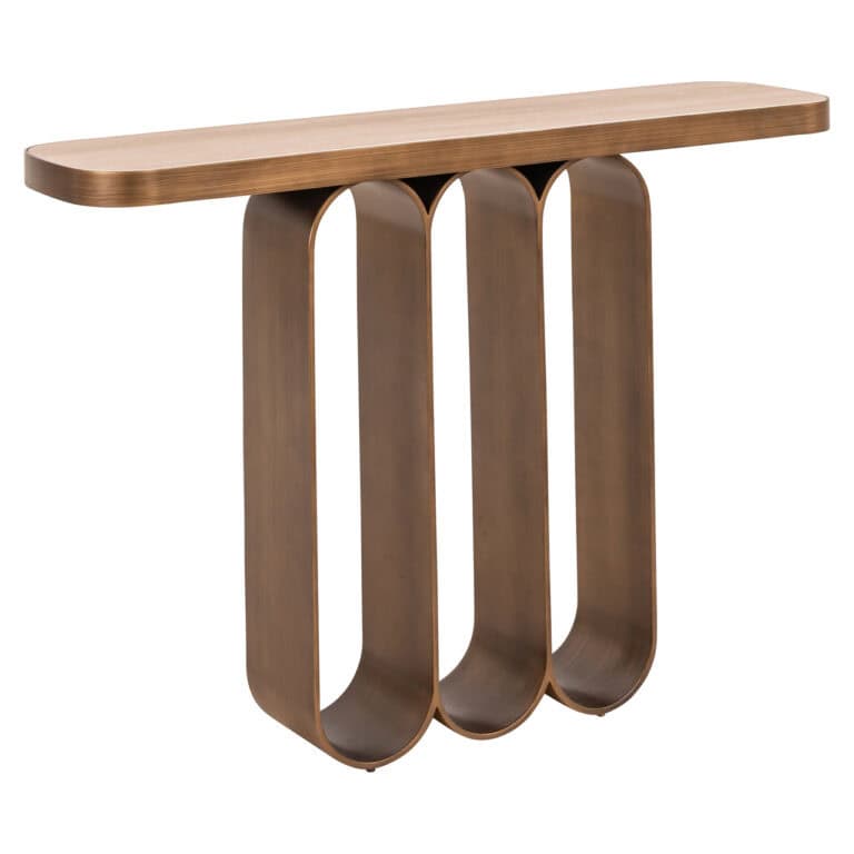 Console Locarno avec une finition « brushed  »gold , au design moderne et élégant.