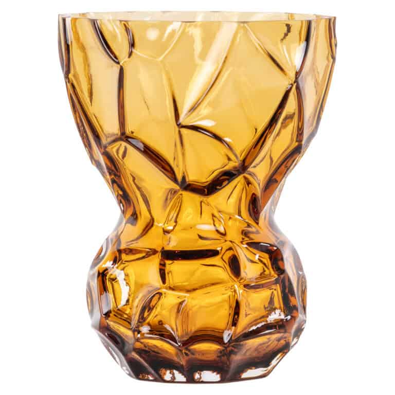 Vase artistique en ambre au aspect brisé unique.