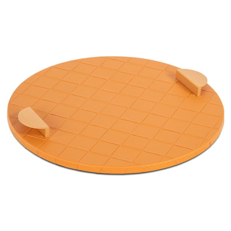 Plateau orange Mavey avec rebord et fond antidérapant.
