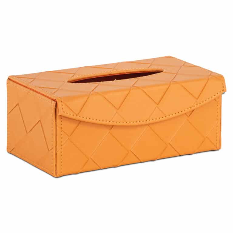Boîte à mouchoirs décorative orange « Molly » avec motif géométrique.