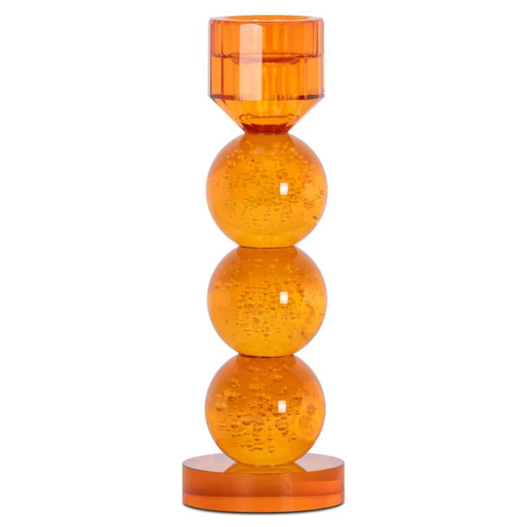 Bougeoir Raylan Petit objet décoratif en verre, de couleur orange, au design moderne.