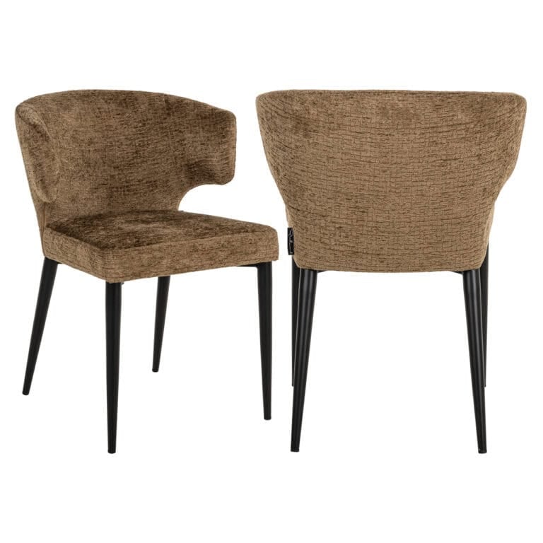 Chaise de salle à manger « Taylor  »Brandy Fusion avec pieds noirs.