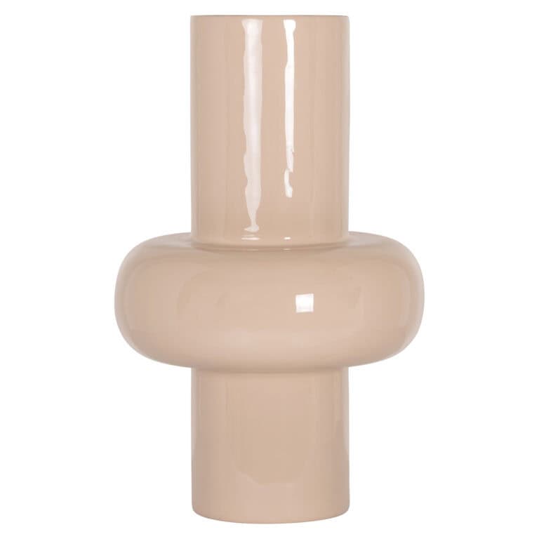 Vase moderne en céramique beige, idéal pour la décoration d'intérieur.