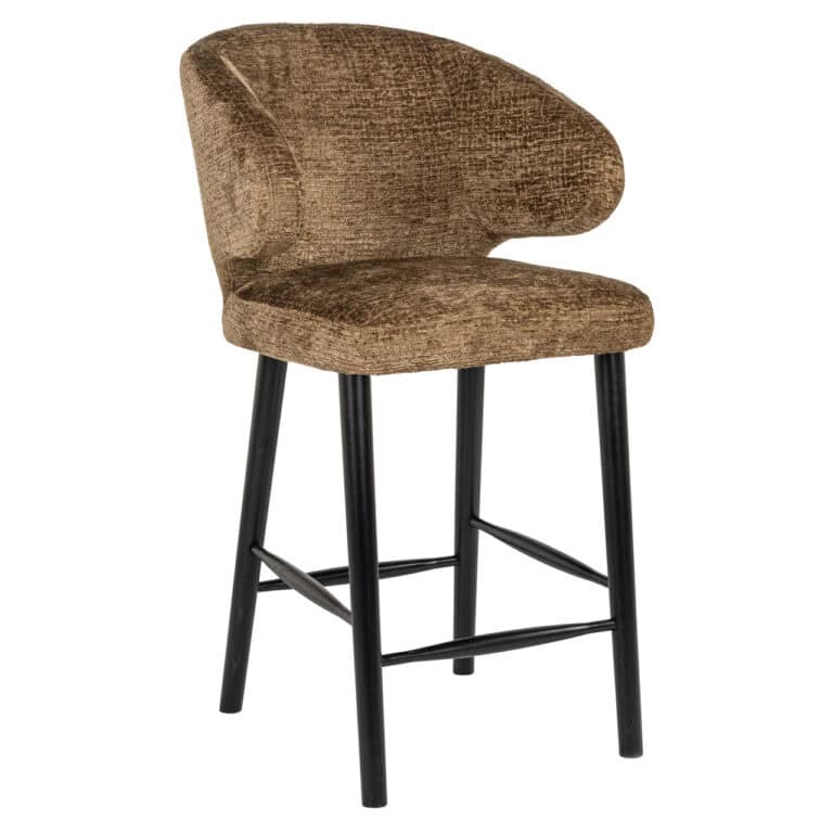 Chaise de comptoir confortable de la collection « Indigo », dotée d'un revêtement moelleux et de pieds noirs.