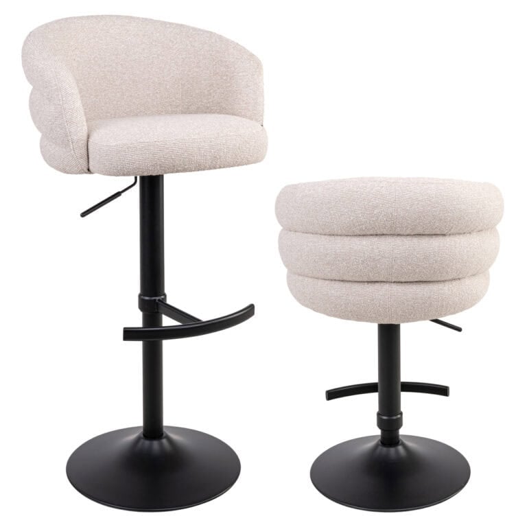 Tabouret de bar moderne Nikki Biscotti, pivotant et doté d'un revêtement ignifuge.