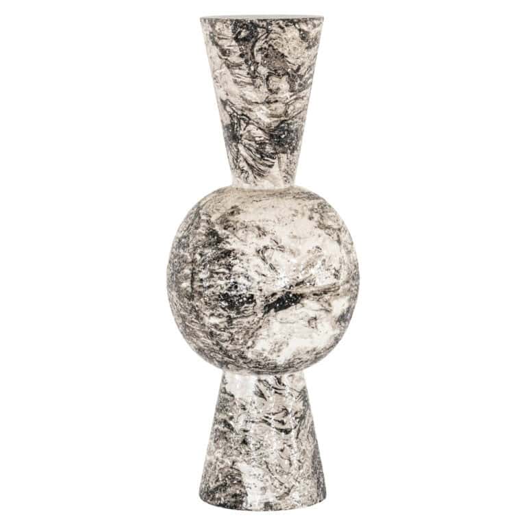 Vase moderne en noir et blanc avec un motif abstrait, destiné à la décoration d'intérieur.