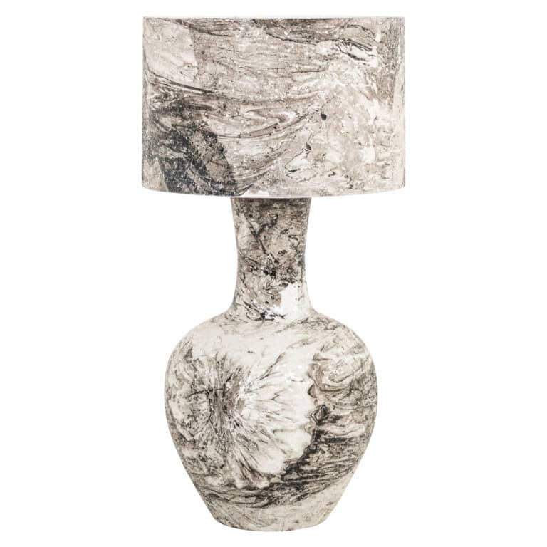 Lampe de table en marbre « Cecile » en noir et blanc, au design élégant et moderne.