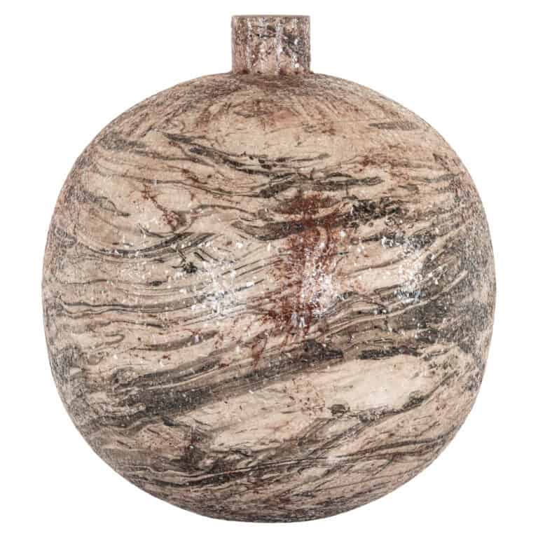 Vase Devana : vase en céramique beige à motif marbré.