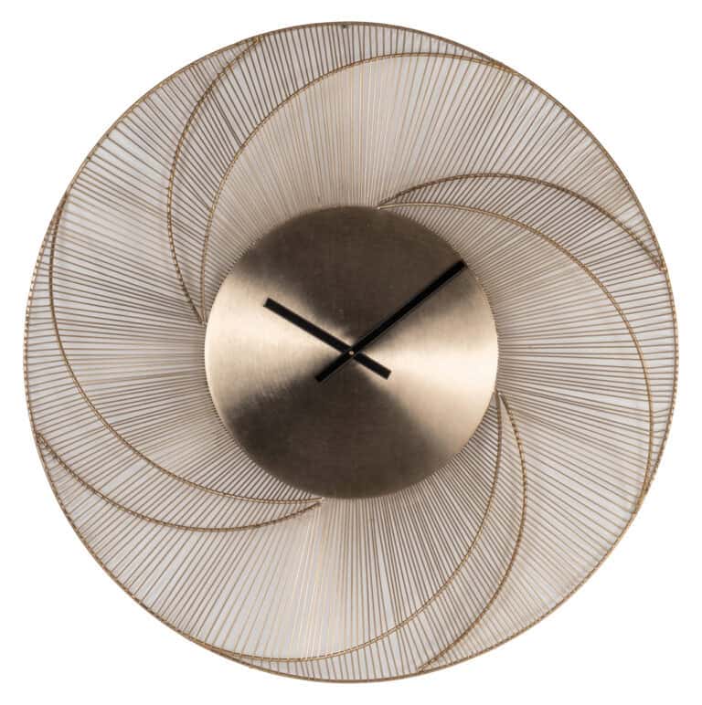 Horloge moderne en or au design unique, idéale pour la décoration d'intérieur.