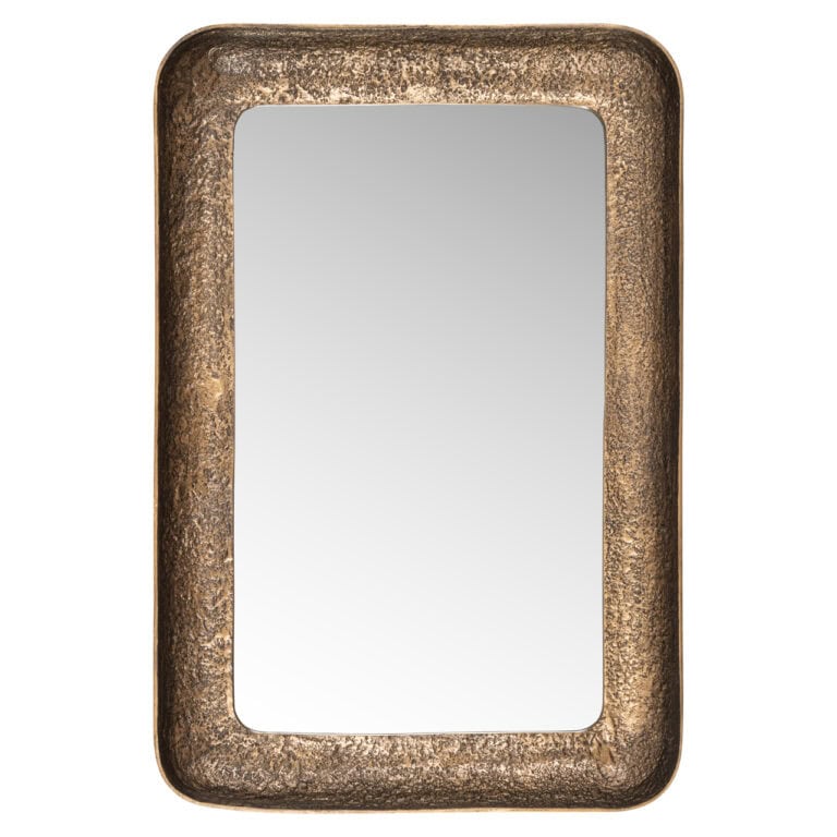 Miroir en laiton ancien, finition rustique, pour la décoration d'intérieur.