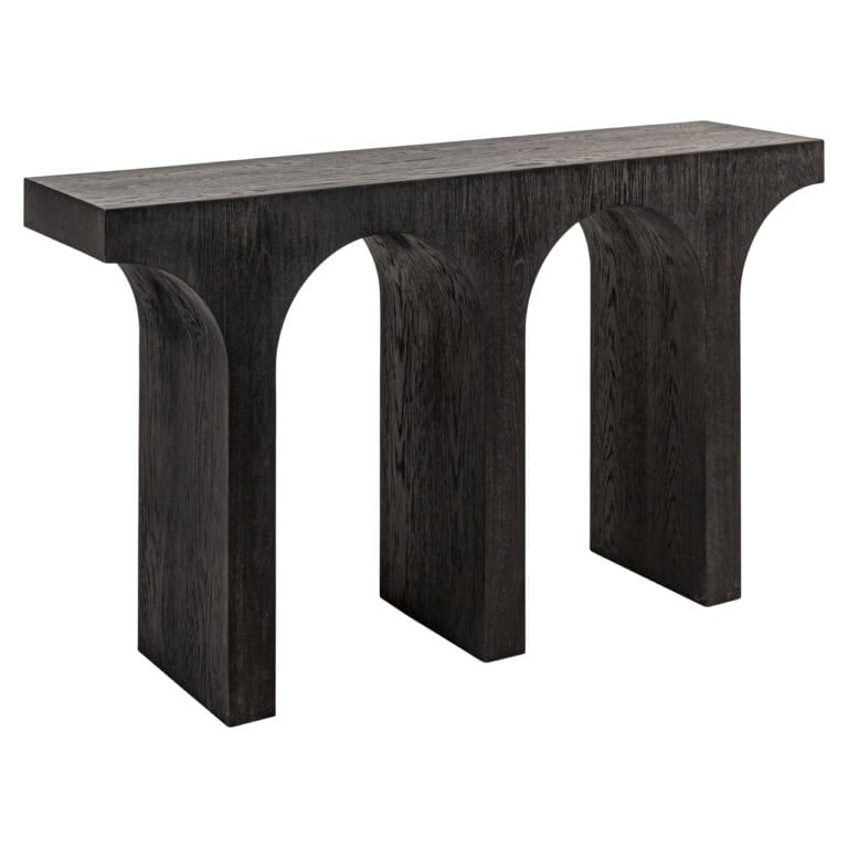 Console Ashford de couleur brun foncé, au design moderne et à la structure solide.