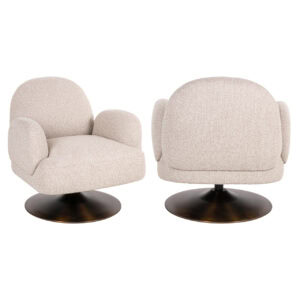 Chaise de salon de luxe « Kagney Biscotti » pivotant, avec un revêtement confortable.