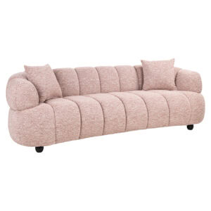 Canapé rose pâle avec coussins, design d'intérieur moderne.