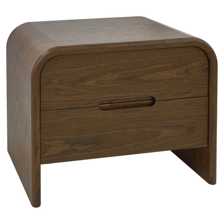 Chevet Bedford en bois brun, avec 2 tiroirs.