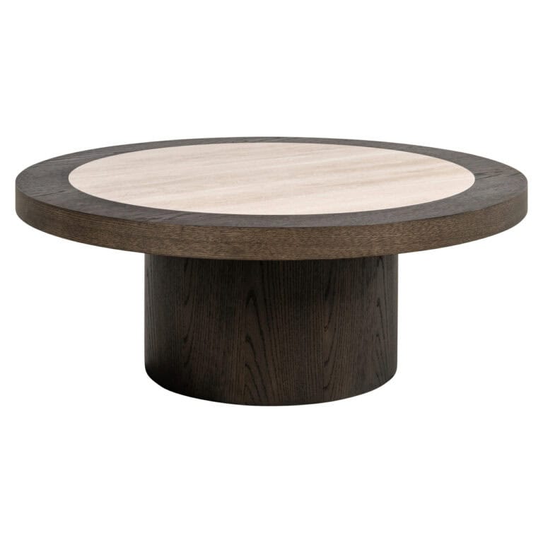 Table de salon s rondes modernes « Nando » de couleur marron et bois clair.