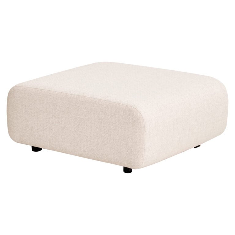 Pouf Dawson moderne de couleur beige pour l'extérieur, confortable et élégant.