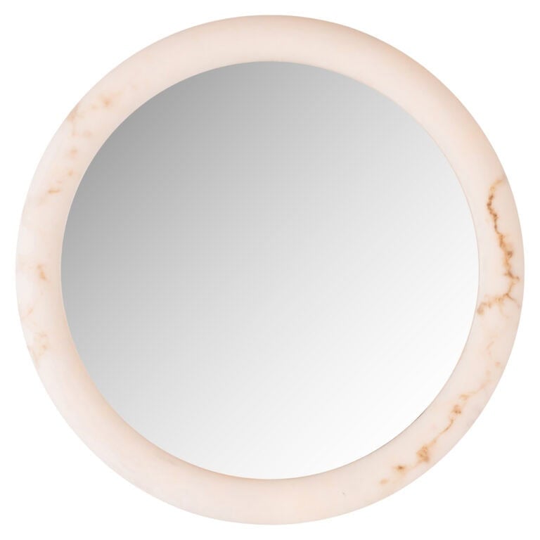 Applique murale Oravelle, blanche, de Miroir , de forme ronde, 80 cm.